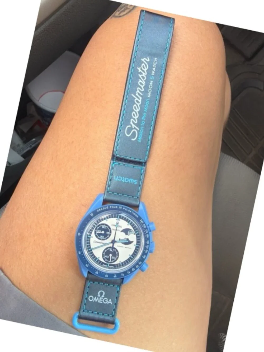 Blue Moon omega Swatch Chronograph Watch